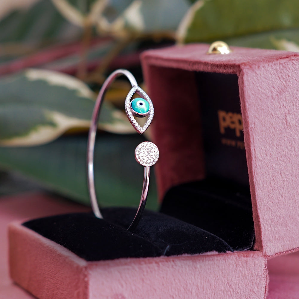 Zircon Evil Eye Cuff Bangle