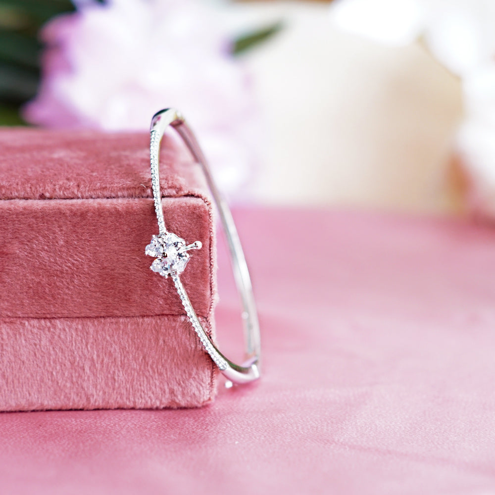 Floral Delight: Zircon Flower Bangle