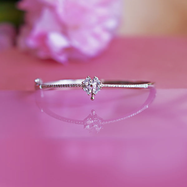 Floral Delight: Zircon Flower Bangle