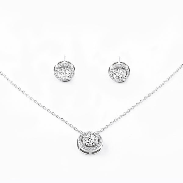 Zirconia Solitaire Chain & Earrings Set