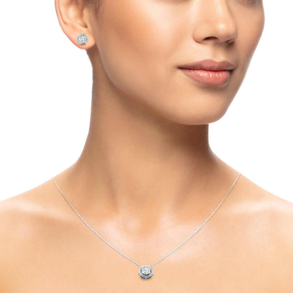 Zirconia Solitaire Chain & Earrings Set